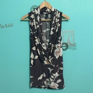 Marciano floral tunic faux wrap top XS